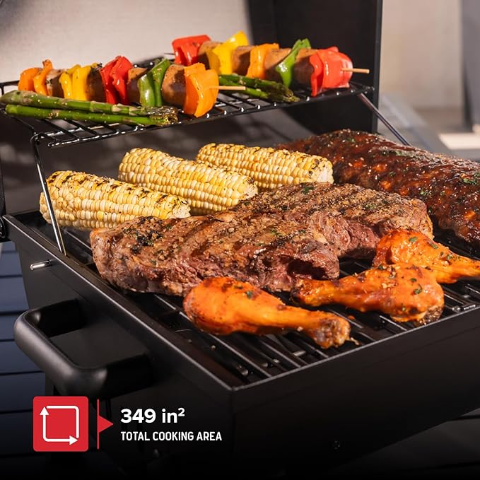 Nexgrill 17.5" Portable Charcoal Grill with Adjustable Chimney Vent, 349 SQ. In Cooking Area, Table Top Grill for Camping, Outdoor Cooking, Patios, and More – 820-0258