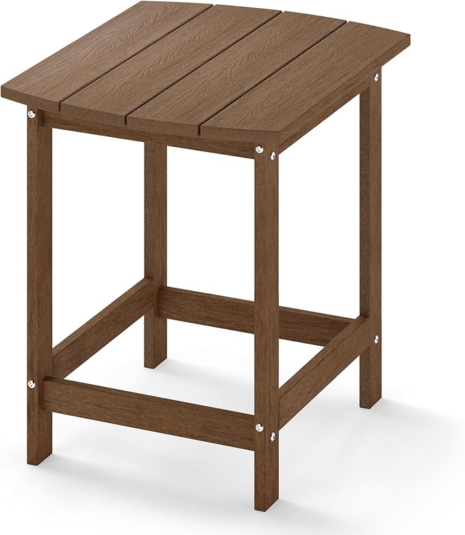 Tangkula Outdoor Side Table, Weather Resistant Adirondack Table, Outdoor Indoor Chairside End Tables, Waterproof HDPE, for Patio Poolside Porch Backyard, Easy Assembly, 19 x 14.5 x 18 Inch (1, Brown)