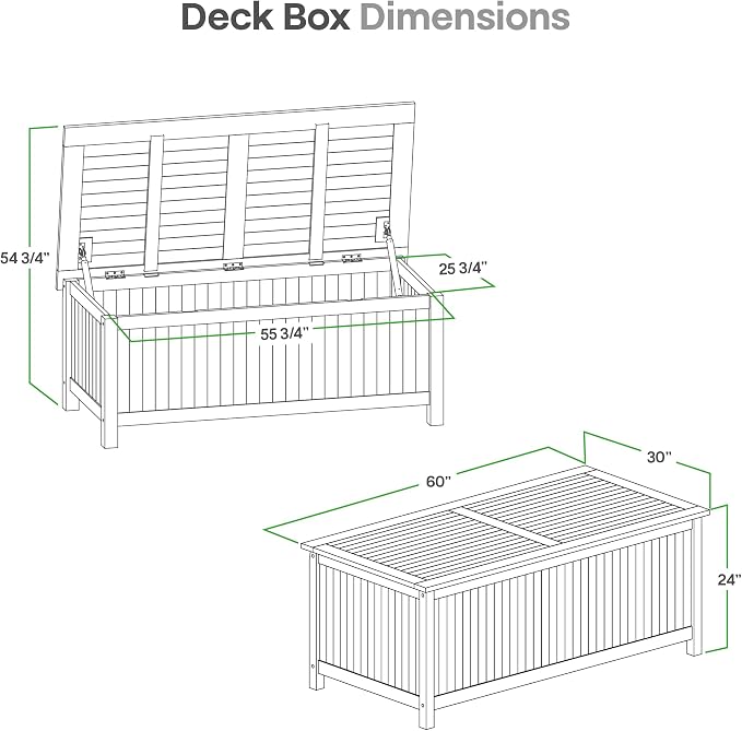 Cambridge Casual Arie 60-Inch Teak Outdoor Deck Box Storage Chest, Weather-Resistant Patio Organizer with Soft-Close Lid for Pool, Garden & Backyard, 119 Gallons
