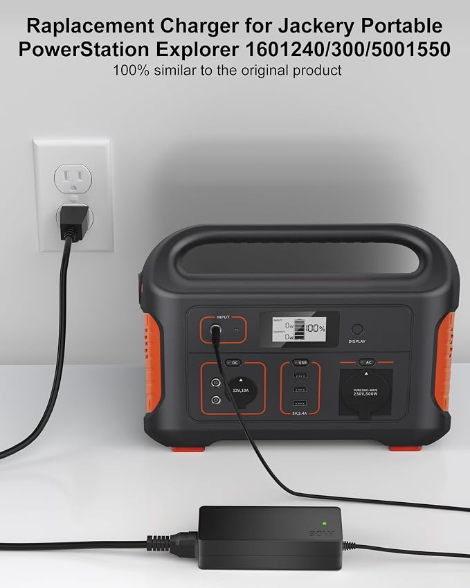 WUKUR 24V 90W Charger for Jackery Portable Power Station Explorer 160 240 300 500 550 E300 E500 E550 Solar Generator 167Wh 240Wh 293Wh 518Wh Lithium Battery