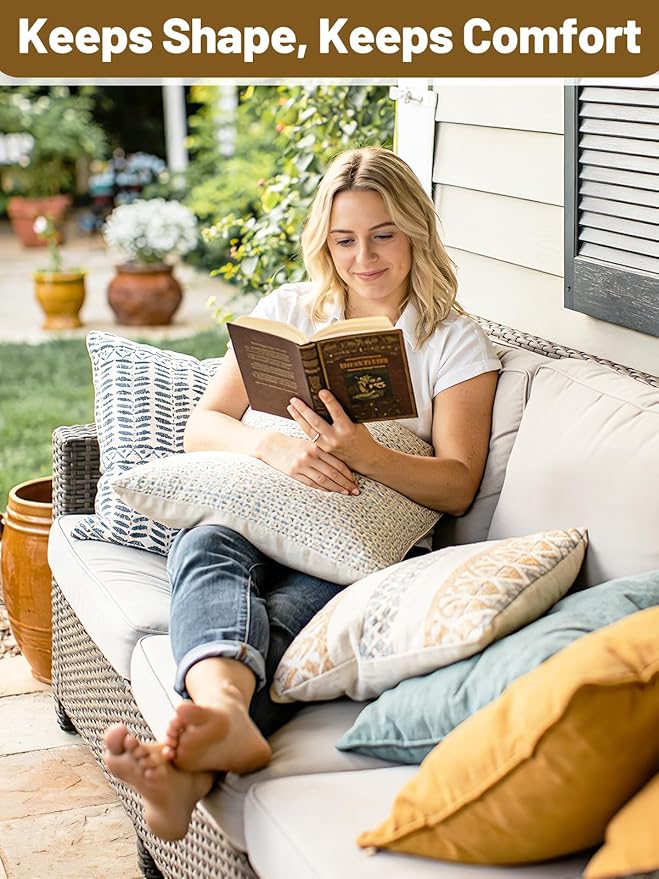 Apipi Wind Resistant Weighted Pillow Inserts for Outdoor - 4 Pack 1lb Each Hidden Weighted Inserts Help Keep Pillows in Place, Easy to Install & Remove for Windy Patios, Beach & Desert, 8" x 7"