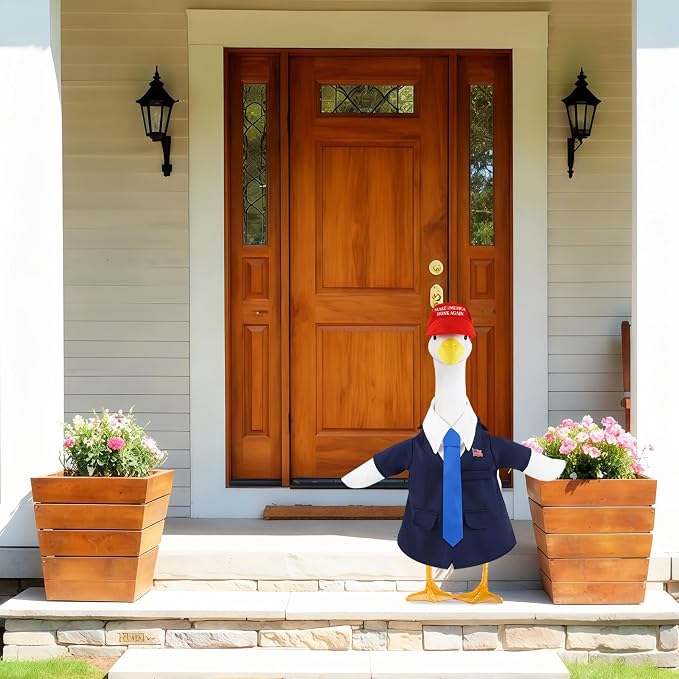 4 Pcs Porch Goose Outfits, for 23-28 Inch Porch Goose | ,Patriotic Costume for Plastic/Cement Statue for Outdoor Courtyard Garden Terrace Art Decoration (Blue, 23-28IN)