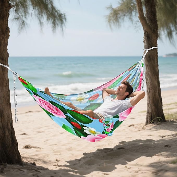 Hammocks for Outside Roses Camping Hammock Portable Hammocks with Tree Straps and Carry Bag Camping Accessories for Hiking Beach Outdoor