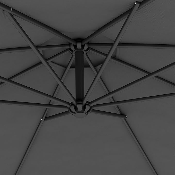 Outsunny 10' Cantilever Hanging Tilt Offset Patio Umbrella with UV & Water Fighting Material and Cross Base (Weight Not Included)