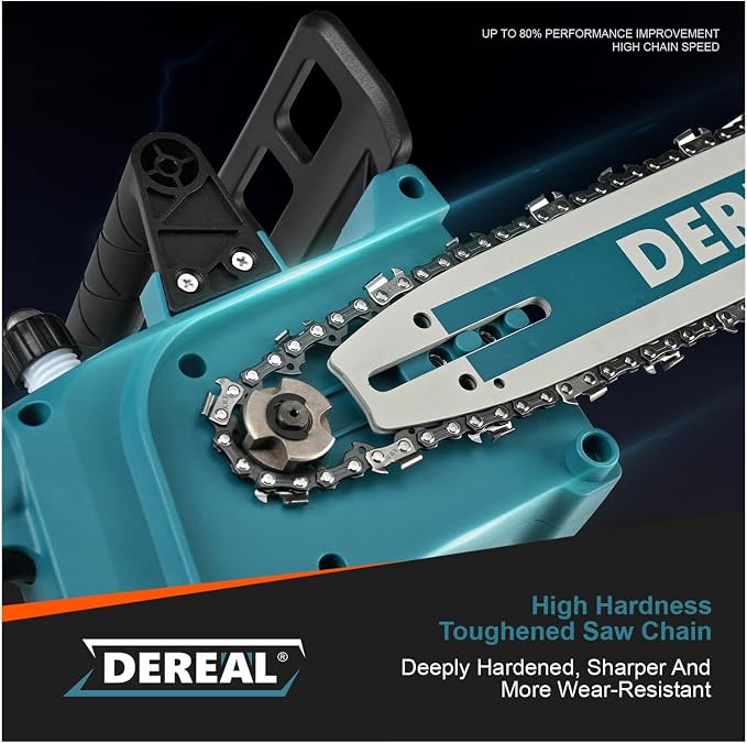 12 Inch Brushless Electric Chainsaw Cordless, 20V 2 Batteries Chain Saw 4000mAh Operated 1100w Upgraded Portable Compact Chainsaw Handheld for Wood Cutting, Blue