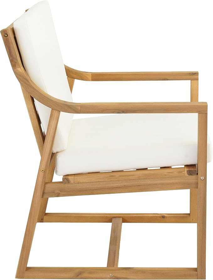 WILLIAMSPACE 5-Piece Acacia Wood Round Outdoor Patio Dining Set with 4 Chair, Light Teak