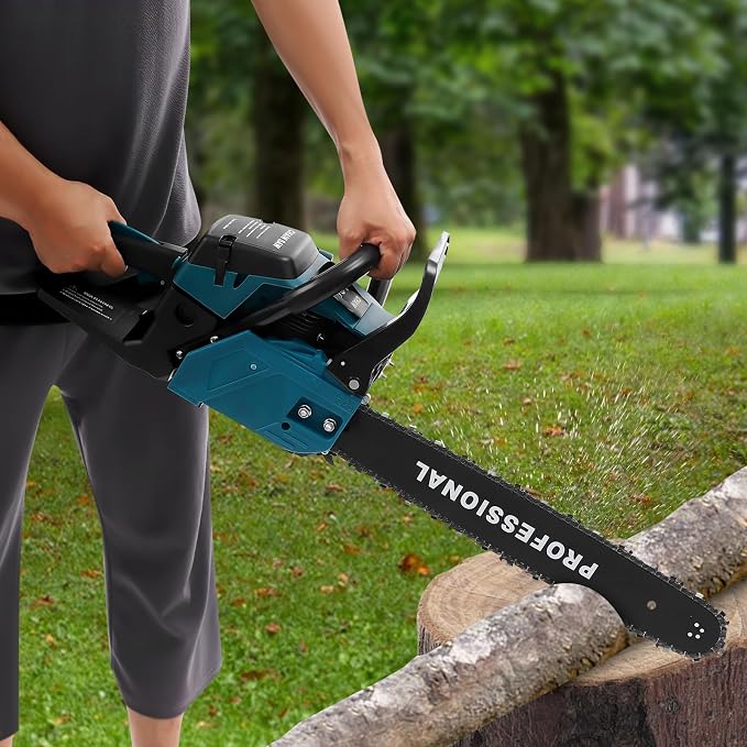 Gas Powered Chainsaw, 58CC Gasoline Chainsaw, Gasoline Powered Chainsaw for Forest, Wood, Garden and Farm Cutting Use