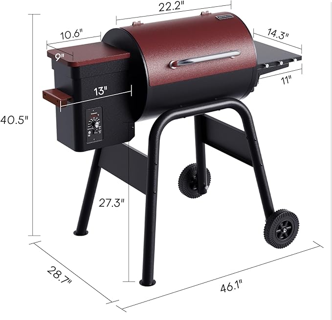 Jocoevol Wood Pellet Grill Smoker for Outdoor Cooking, 456 SQ. IN Cook Area Electric Pellet Grill with Auto Feed & PID Temperature Control 180-425°F, 6-in-1 BBQ Grill & Rain Cover for Backyard