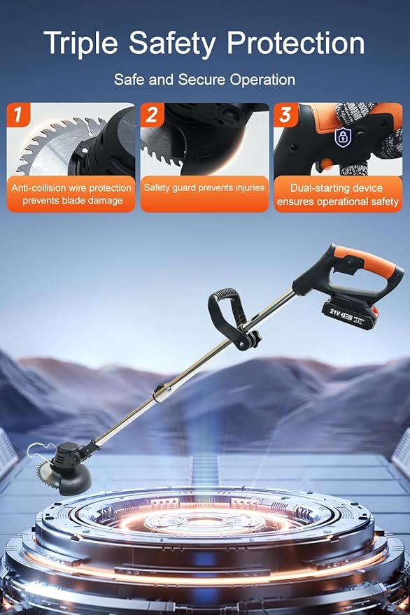 Cordless Weed Wacker, Lightweight Electric Grass Trimmer, 2 Batteries, Weed Trimmer, Adjustable Weed Eater,String Trimmers, Black