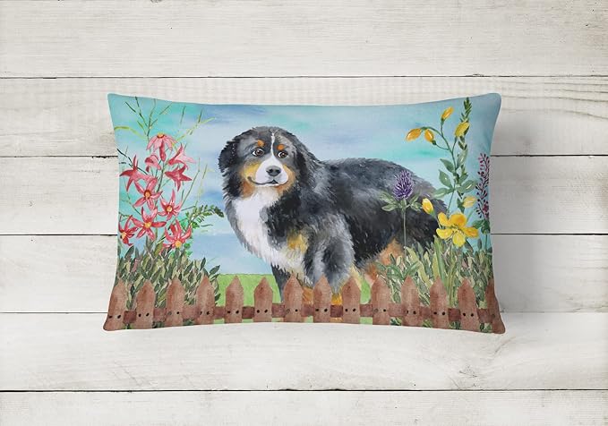 Caroline's Treasures CK1207PW1216 Bernese Mountain Dog Spring Canvas Fabric Decorative Pillow Machine Washable, Indoor Outdoor Decorative Pillow for Couch, Bed or Patio, 12HX16W