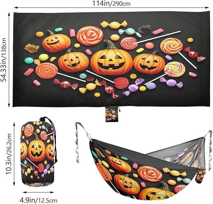 Hammocks for Outside Pumpkins Camping Hammock Portable Hammocks with Tree Straps and Carry Bag Camping Accessories for Hiking Beach Outdoor