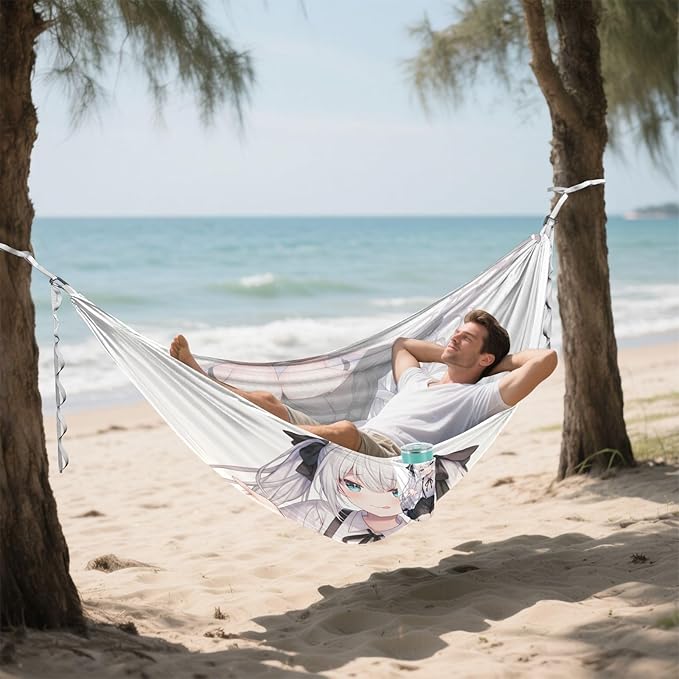 Cute Anime Girl Begging Hammocks Foldable Cloth Hammock for Outside Patio Garden