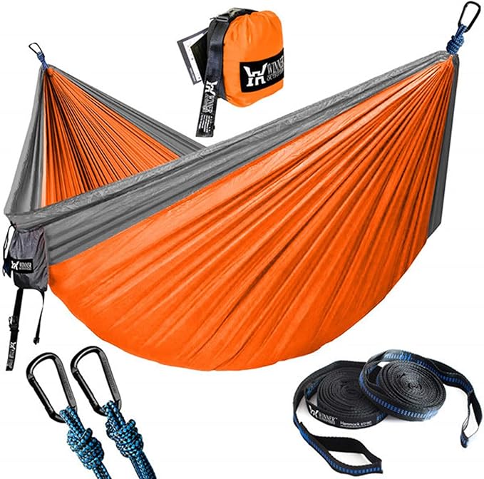 NOBRIM Hammock Camping Portable Hammocks Nylon Hammock with Tree Straps Two Carabiners Double Person Hammock Outdoor for Travel Patio