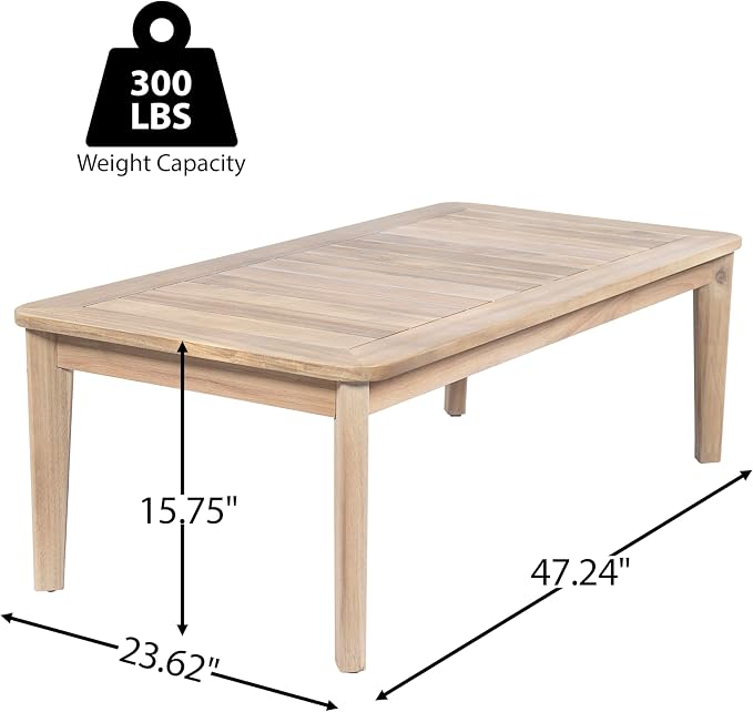 Merax Outdoor Acacia Wood Coffee Table, Natural Finish, Weather-Resistant Patio & Garden Side Table