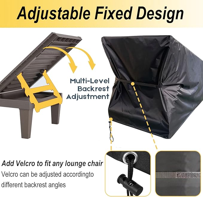 SIHAIAN Patio Lounge Chair Cover Waterproof Outdoor Chaise Lounge Covers UV Resistant Special Fixed Design 86Lx32Wx35H Black 2Pack Patio Furniture Covers