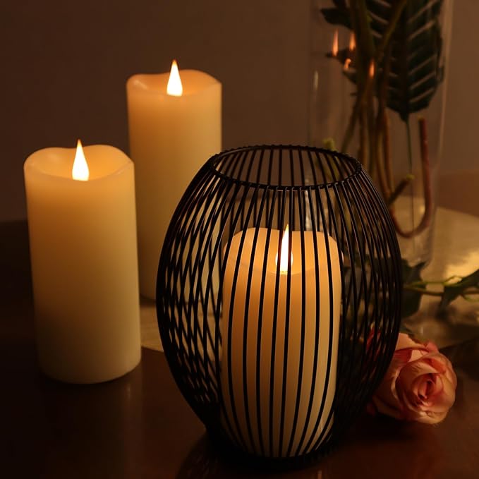 TECHLONG Flameless Candles with Remote Timer, 3D Moving Flickering Flame Battery Operated Candles Lasting 1000+ Hours, 3" x 7" Ivory Real Wax Electric LED Pillar Candles, Set of 2