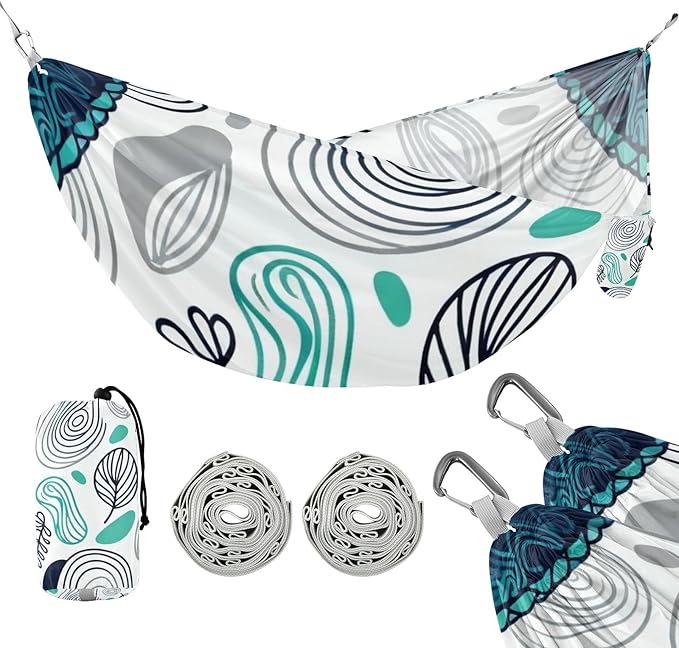 Abstract Leaf Outdoor Hammock with Tree Straps for Outside Beach Patio Garden