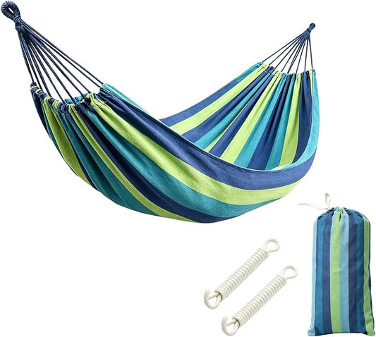 Hammock Replacement for Stand (Blue, 2 Person, NO-Anti-ROLL) | Hammock Without Stand, Rope Hammocks for Outdoor Travel Portable Lightweight Hammocks with Tree Straps and Storage Bag
