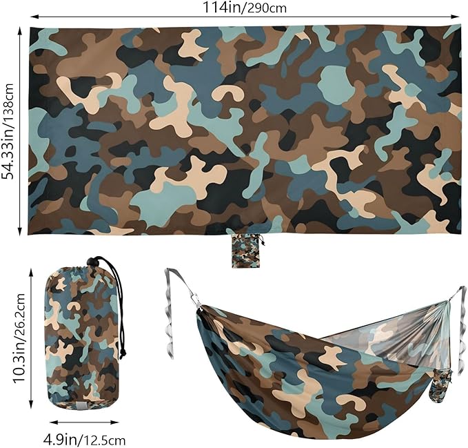Camouflage Brown Blue 330lb Capacity Outdoor Hammock Tree Hammock for Outside Patio Backyard Poolside hamacas para Deck