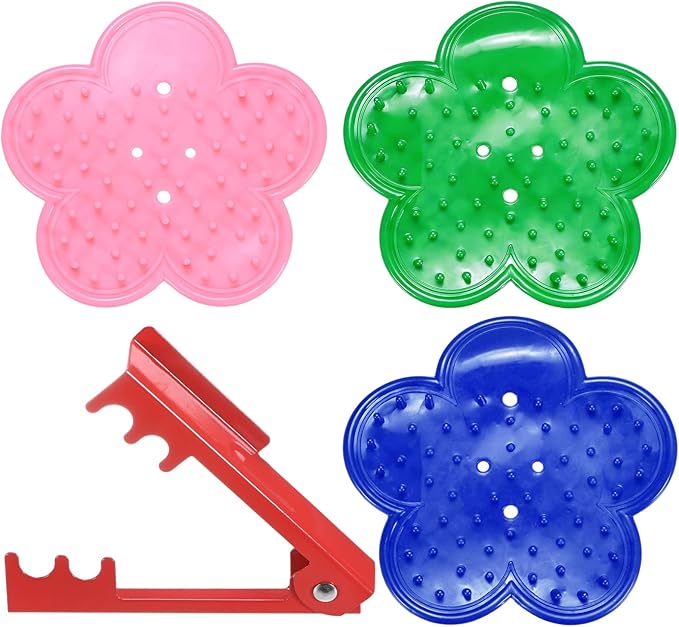 M METERXITY 1-Set Rose Thorn Stripper Tools, Plastic Metal Rose Stem Leaf Thorn Stripper for Bouquets Pruning Branches/Floral Arrangement, Flower Stripping Tool Remove Kit [Green, Pink, Blue]