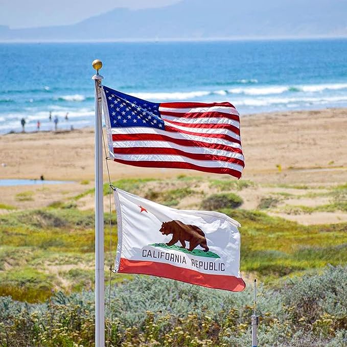 XIFAN Combo Pack: American Flag & California Flag 3x5 Outdoor, Heavy Duty 210D Nylon US & CA Flag, Strongest Longest Lasting with Embroidered Stars/Sewn Stripes/Brass Grommets