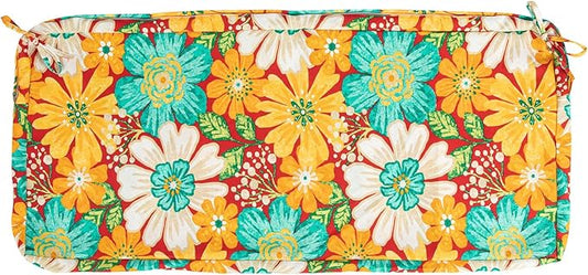 Magpie Fabrics Patio Bench Cushion Cover 54x18x3 Inch, NO Insert! Water&Fade Resistant Outdoor Loveseat Replacement Cover with Zipper (Embry Red Hibiscus)