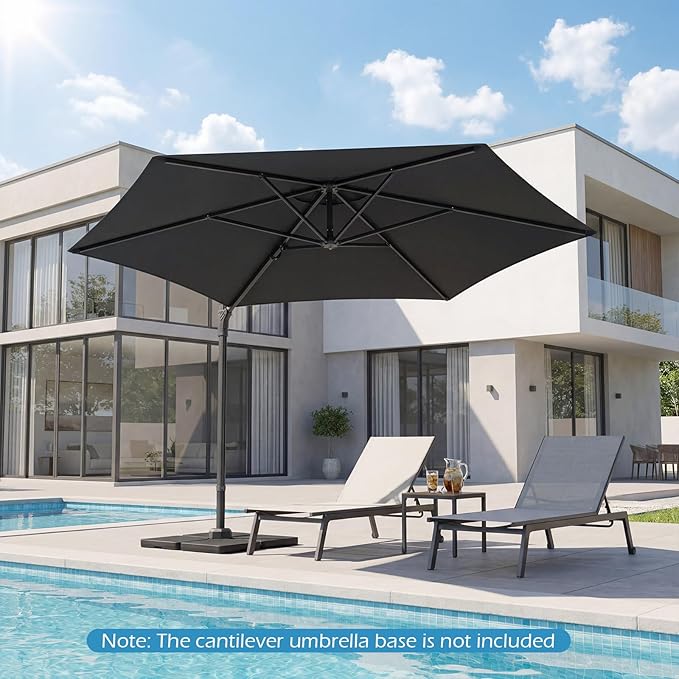 Tangkula 10FT Patio Umbrella, Offset Cantilever Outdoor Umbrella with 360 Degree Rotation, Air Vent, Cross Base for Pool Deck Garden Backyard (Gray)