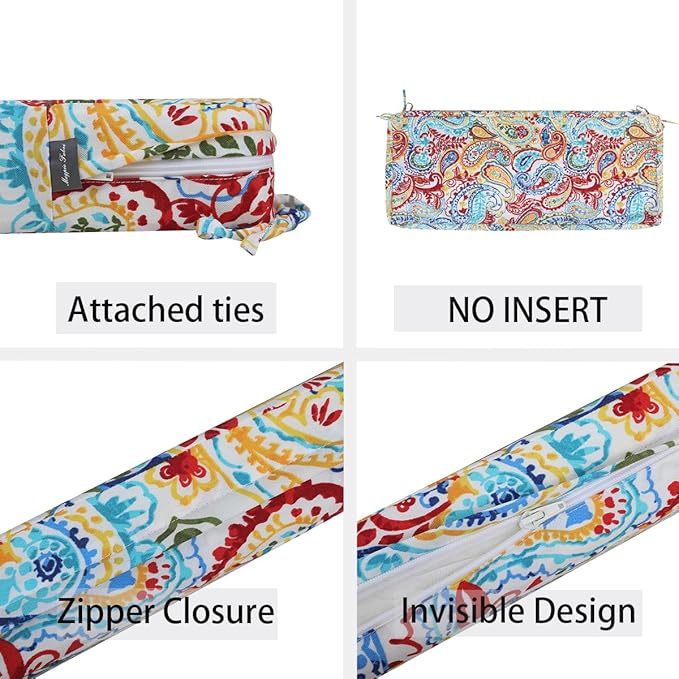 FUNHOME Outdoor Bench Cushion Cover 45 x18 x 3 inch,Water Resistant Cover with Zipper&Ties,Fade-Resistant Slipcover,Patio Porch Swing Cushion Cover Replacement Only,No Insert(Phoenix)