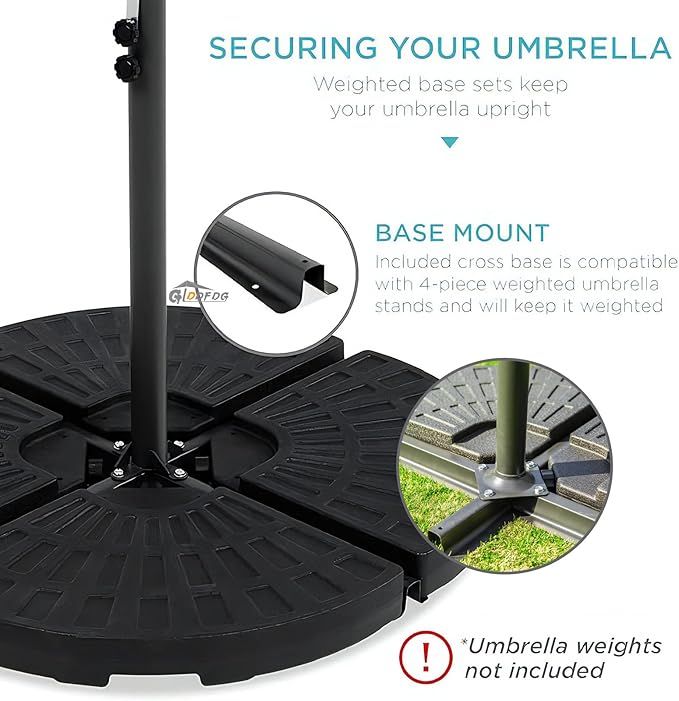 10ft Offset Hanging Market Patio Umbrella w/Cross Base, Outdoor Large Round Aluminum Cantilever Umbrella w/Easy Tilt Adjustment, Fade Resistant Waterproof 8 Ribs Canopy, for Yard, Garden & Dec