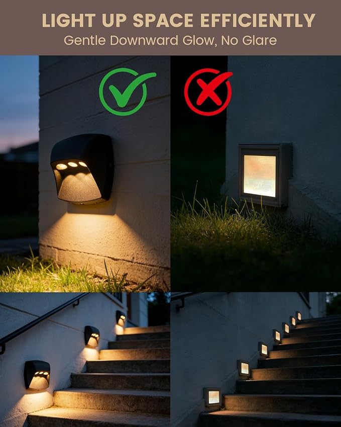 Low Voltage LED Step Lights 1.2W - 4Pack Die-Cast Aluminum Stair Lighting with Patent Connector, Wet Location Safe for Outdoor Steps and Pathways