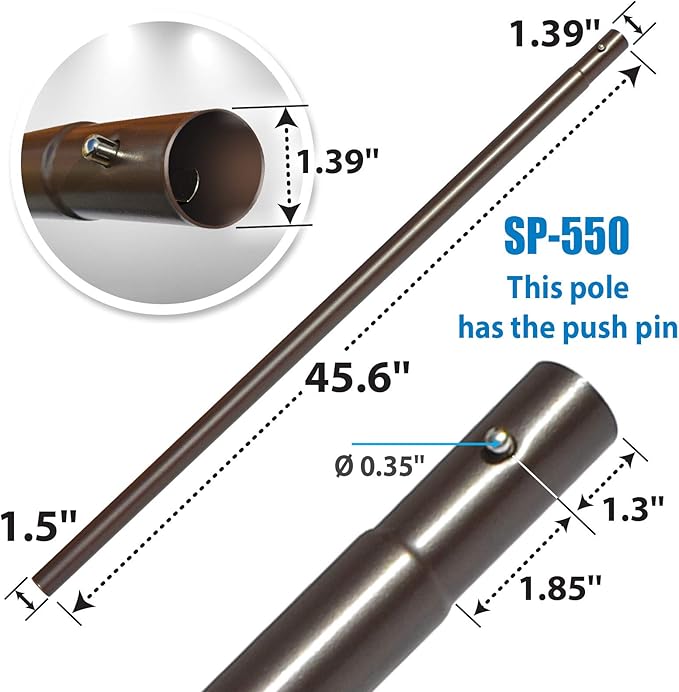 YardGrow Replacement Umbrella Lower Pole for Patio Umbrella, with Bullet Buckle, with bullet buckle
