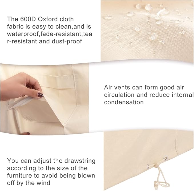 Patio Chair Cover, 600D Heavy Duty Lounge Deep Seat Cover Waterproof Outdoor Chair Covers for Lawn Furniture, All-Weather Protection Lawn Chair Covers(38" W x 31" D x 29" H)