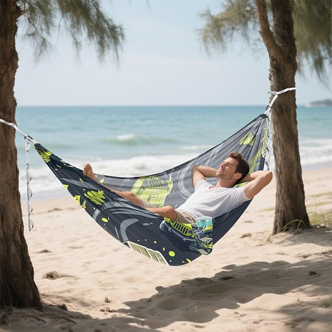 FRMG Cartoon Car Camping Hammock 500 lbs Capacity Portable Hammocks with Tree Straps & Attached Carry Bag, Camping Essentials Gear A0900410a