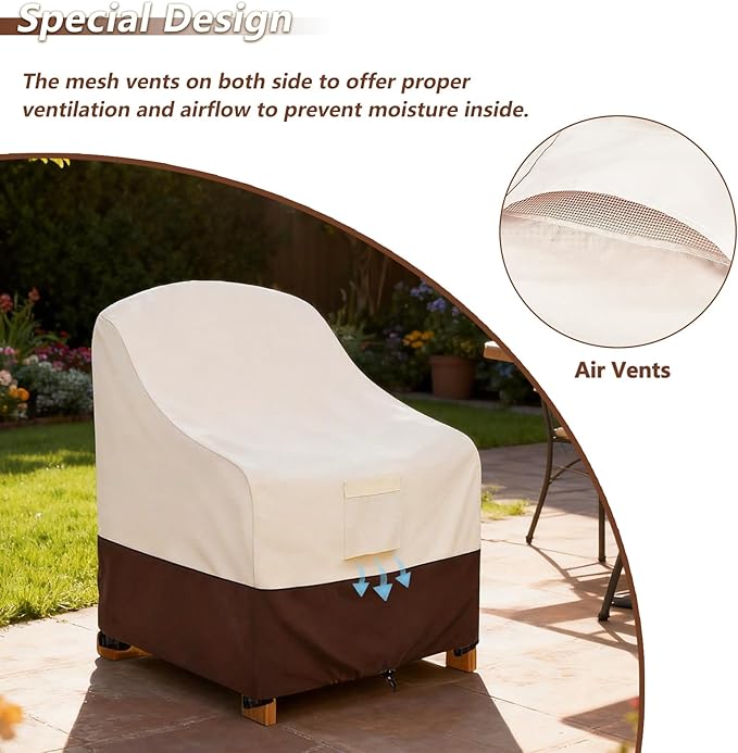 Outdoor Chair Covers 4 Pack,Patio Swivel Chair Covers,600D Heavy Duty Waterproof Patio Adirondack Chairs Cover,Outdoor Furniture Covers for All Weather Protection.30 W x 34" D x 36" H