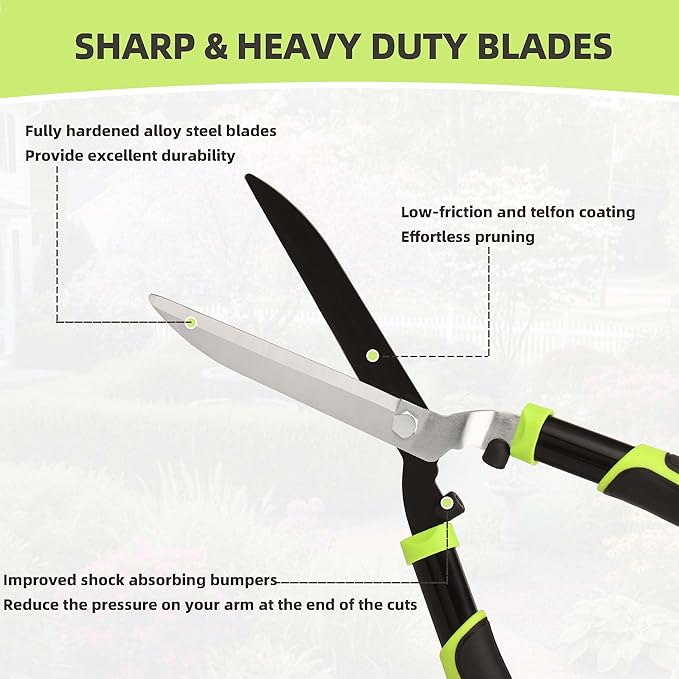 YRTSH Hedge Clippers, Hedge Shears for Trimming Borders, Hedge Trimmer with Sharp Blade, Garden Shears Gardening Tools with Soft Rubber Grip, Bush Cutters Effortless Pruning
