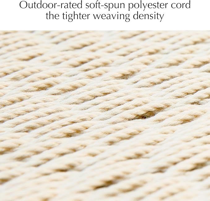 PNAEUT 2 Person Rope Hammocks for Outside, Handwoven Double Caribbean Hammock with Spreader Bar for Outdoor Indoor, Max 600 lbs Capacity (Cream)