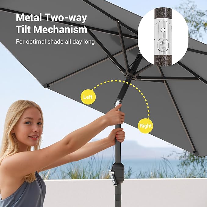 7.5ft Outdoor Umbrella Patio Umbrella,2-Year-Non-Fading,Table Market Patio Umbrella with Push Button Tilt and Crank,for Pool, Deck, Garden,Backyard