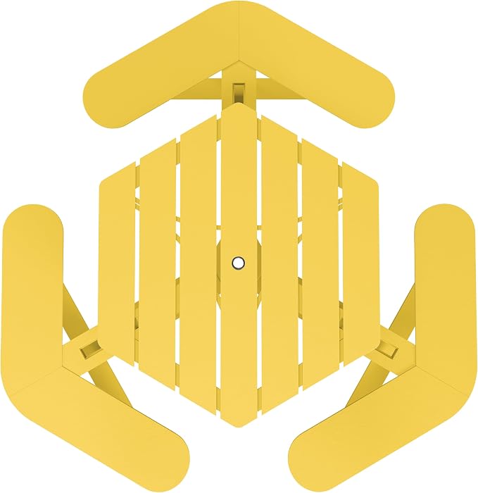 Shoreline Made in USA Hexagon Picnic Table, Seating for 6, Sunbeam Yellow