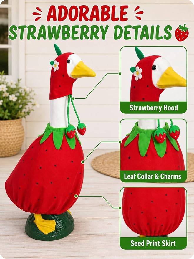 Porch Goose Outfits - 23" /17" Porch Goose Clothes for Lawn Yard (Red)