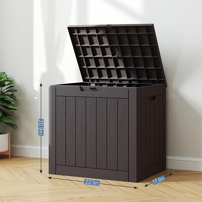 Deck Box with 31 Gallon Capacity, Weatherproof Resin Lockable Outdoor Storage for Secure Package Deliveries and Indoor Storage in Garden or Patio for Porch Backyard Garden (Brown)