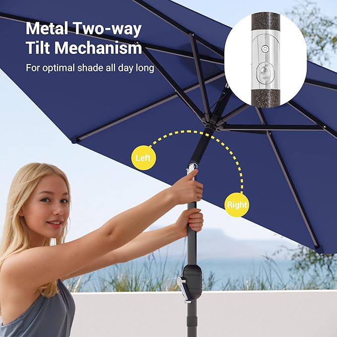 7.5ft Outdoor Umbrella Patio Umbrella,2-Year-Non-Fading,Table Market Patio Umbrella with Push Button Tilt and Crank,for Pool, Deck, Garden,Backyard
