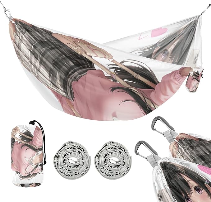 Anime Girl Selfie Hammocks with Tree Straps Swing Hammock for Outside Patio Garden