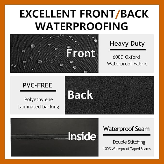 Heavy Duty Outdoor Sectional Sofa Cover, Waterproof 600D Patio Sectional Couch Covers, Lawn Patio Furniture Cover (Midnight Black, 100"x130"(L-Shaped-Left Facing))