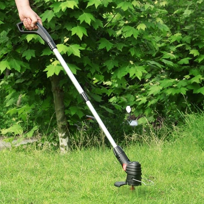 Electric Weed Wacker Cordless Stringless Garden Tool Cordless Lawn Trimmer Cordless Rechargeable Grass Trimmer String Grass Trimmer with 20 Blades for Garden Lawn Weeding (USB Charging)