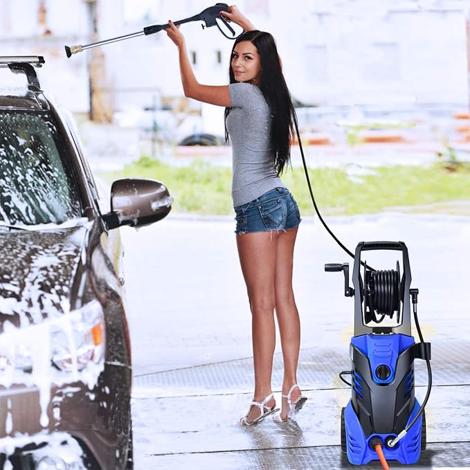 Goplus 3000PSI Electric High Pressure Washer, 2 GPM 2000W Portable Power Washer Deck Patio Cleaner with Nozzles (Blue)