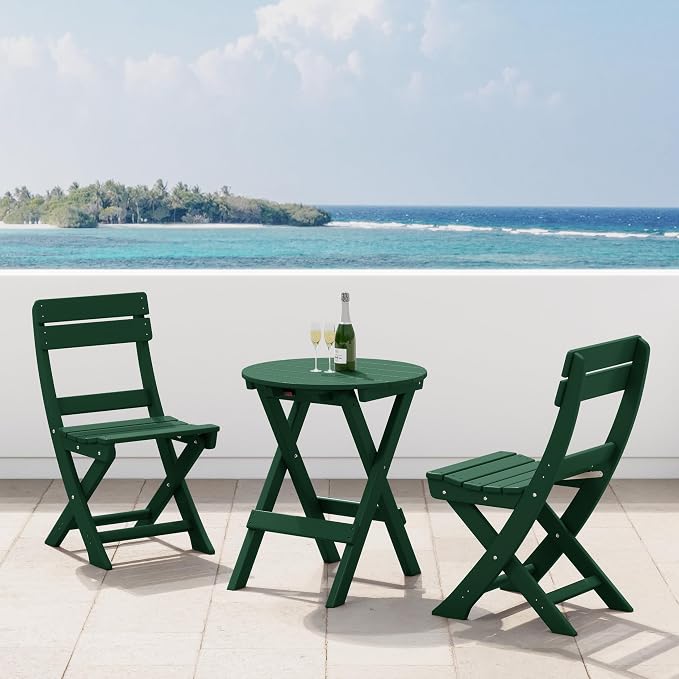 Costaelm Outdoor Bistro Table, Patio Round Portable Folding Bar Height Table Tall Balcony Pub Small High Top for Front Porch Deck, Backyard, Garden, Dark Green