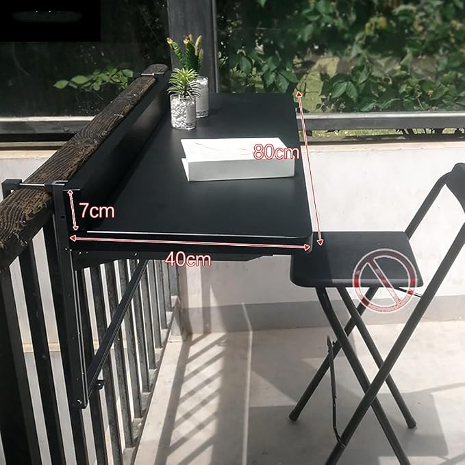 Adjustable Folding Balcony Bar Table, 5 Heights, Aluminum & Stainless Steel, White, 120x40cm, Outdoor Patio Side Table, Space-Saving Design Black 80 * 40cm