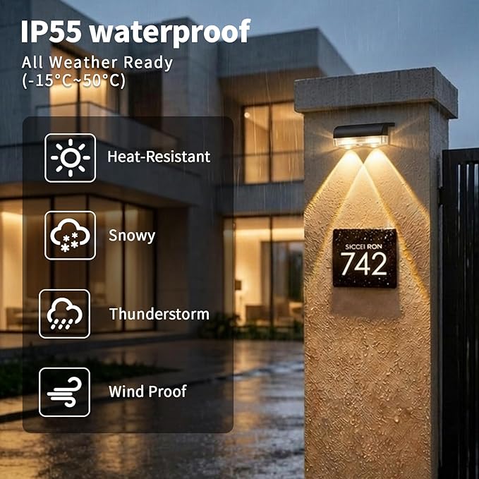 Solar Fence Lights Outdoor, Brighter Focused Lens Solar Powered Wall Lighting, Waterproof LED for Outside Up to 12+ Hrs | Backyard/Railing/Step/Patio/Wall Decor & Renovation (12 Pack)