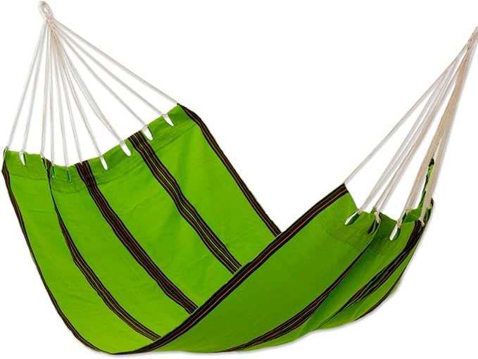 NOVICA Green Fabric Woven Hammock, 'Green Tropical Slumber' (Single)