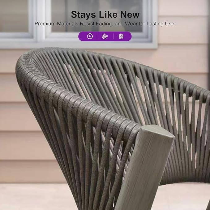 PURPLE LEAF 7-Piece Patio Dining Set Outdoor Furniture Rectangular Table and Chairs with Aluminum Frame and Wicker Rattan for Garden Deck Backyard Gray